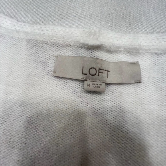 LOFT V-Neck Sweater with Purple and Pink Pattern - Picture 6 of 7